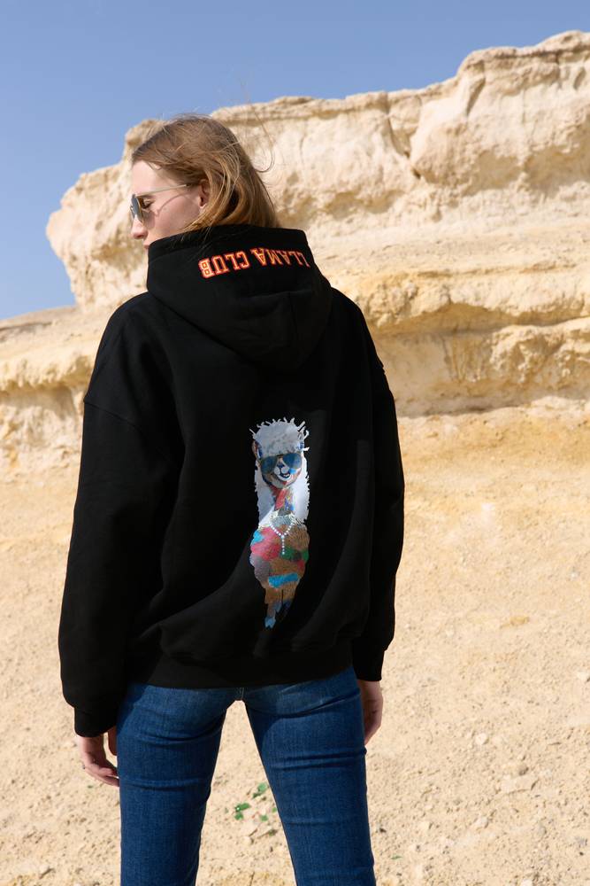 Unisex Black Llama Hoodie