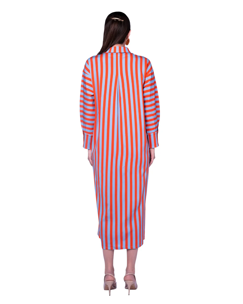 Orange Striped Alshafaq Dress