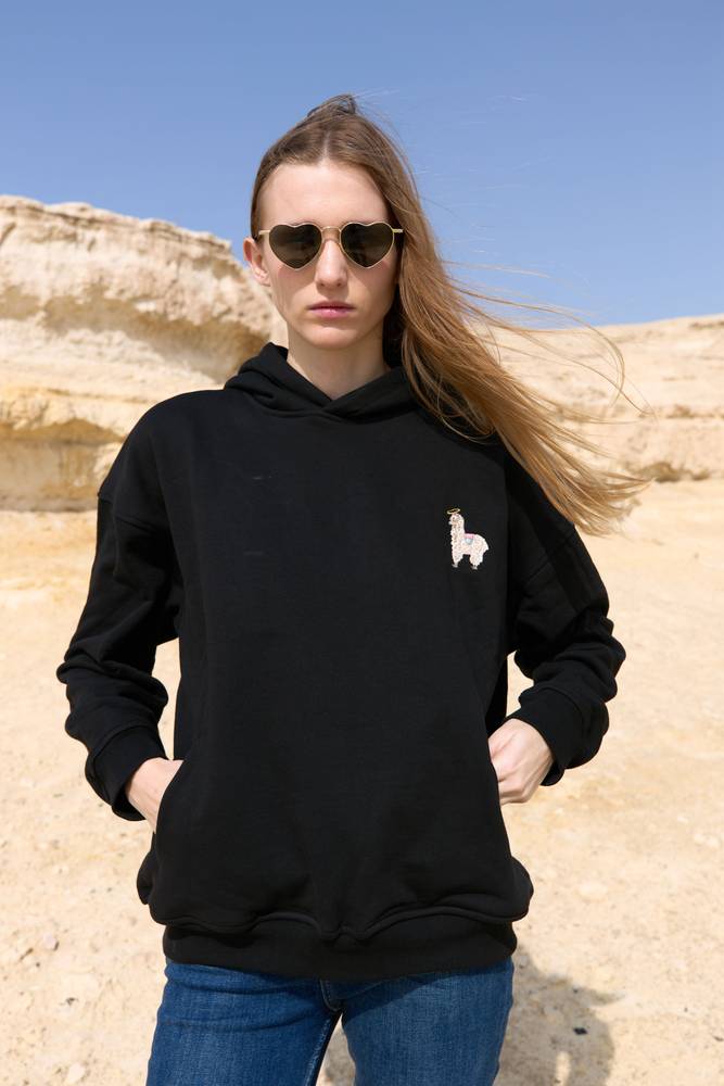 Unisex Black Llama Hoodie