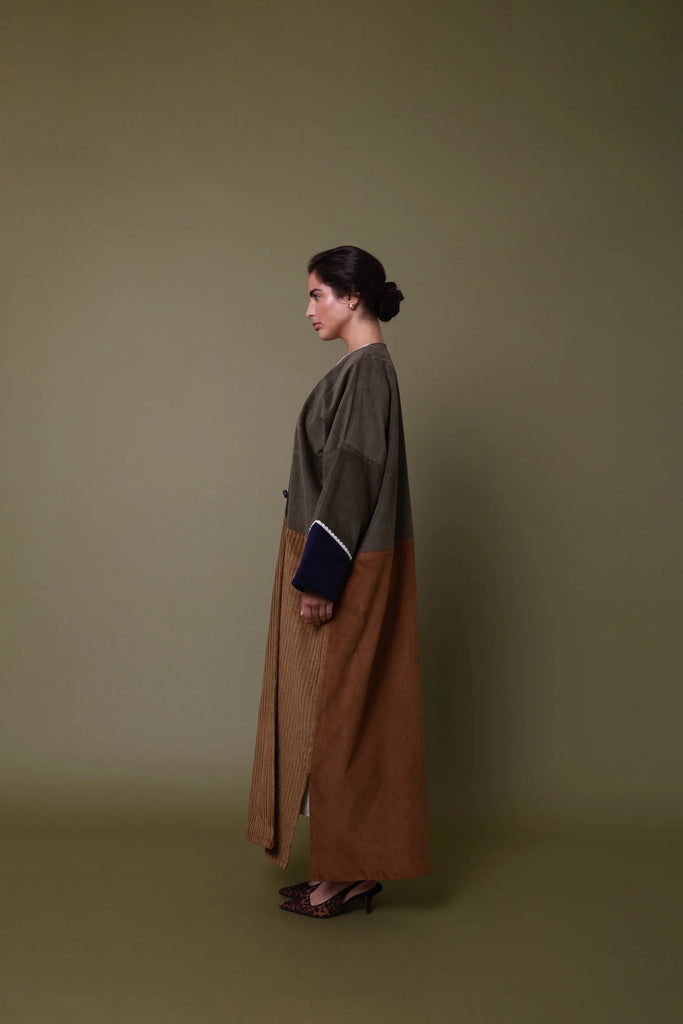 Olive Green & Camel Waddesdon Manor Abaya