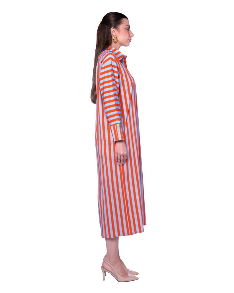 Orange Striped Alshafaq Dress