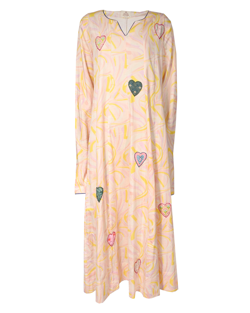 Pleated Maxi Heart Kaftan