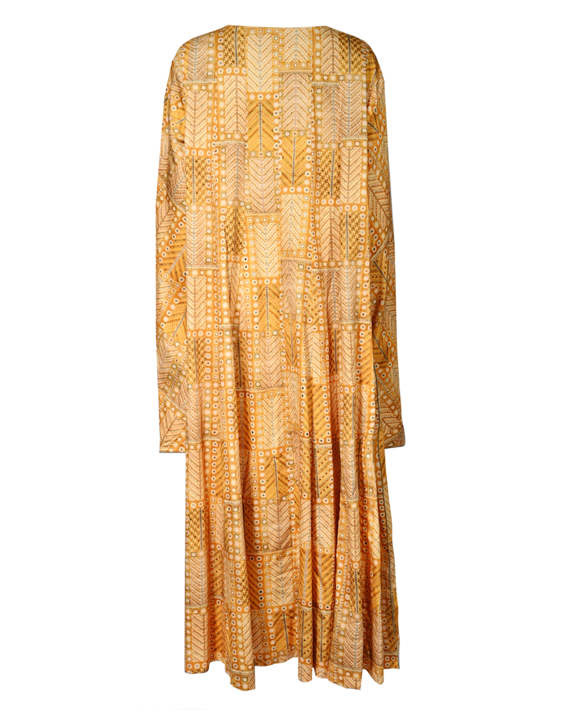 Pleated Maxi Yellow Kaftan