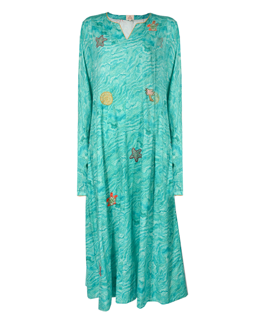 Pleated Maxi Sea Kaftan