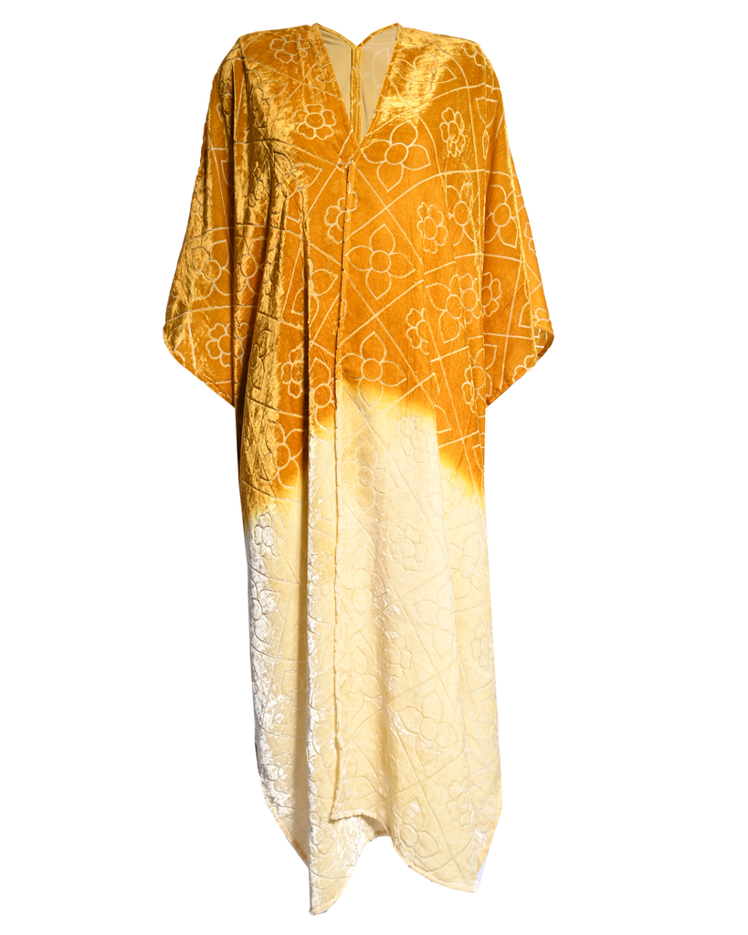 Yellow Velvet Abaya