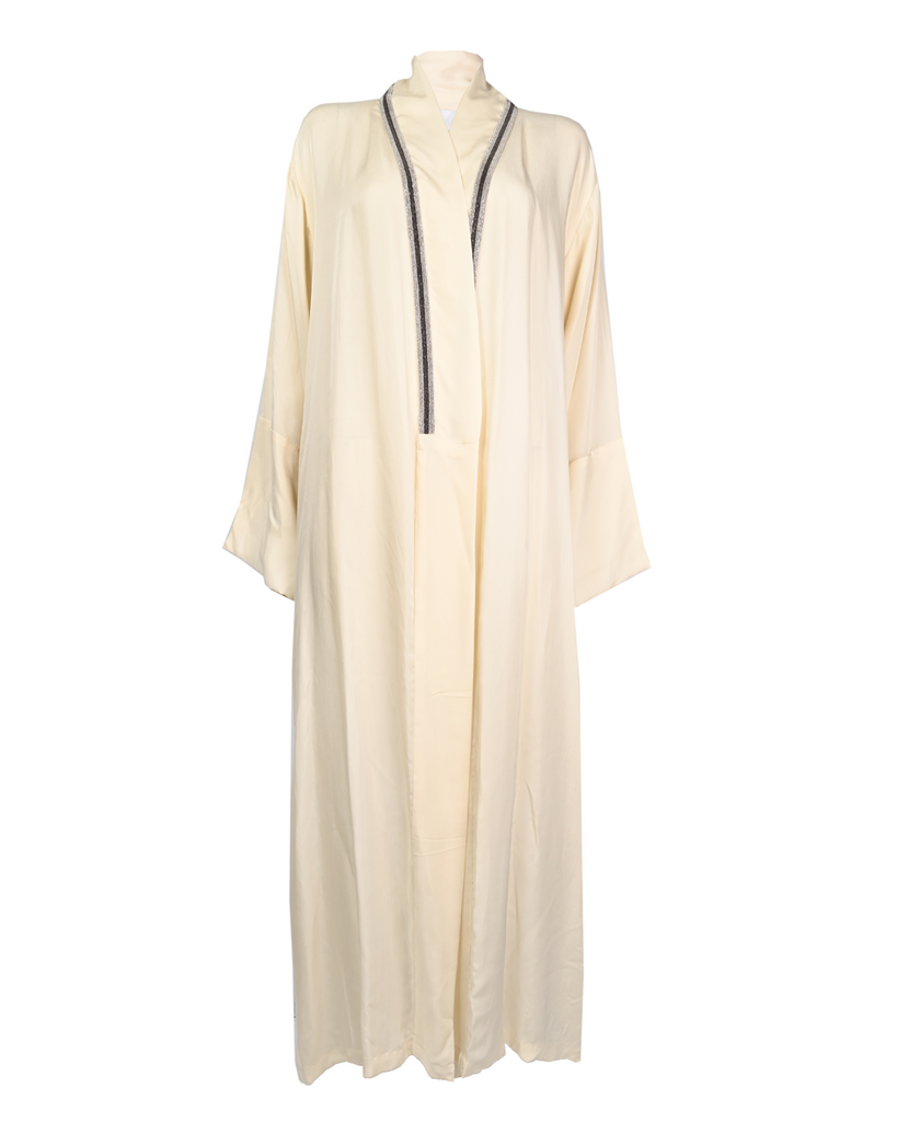 White Washed Silk Abaya