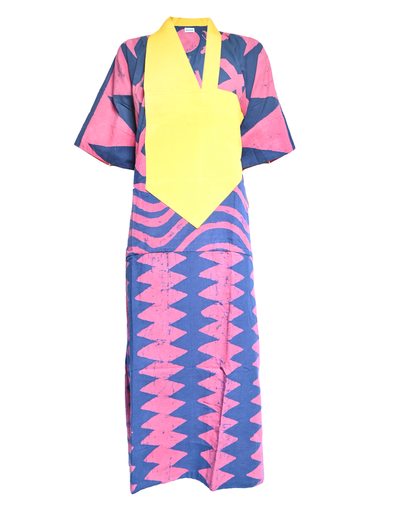 Multicolor Midi Agbada with Yellow Asooke Collar