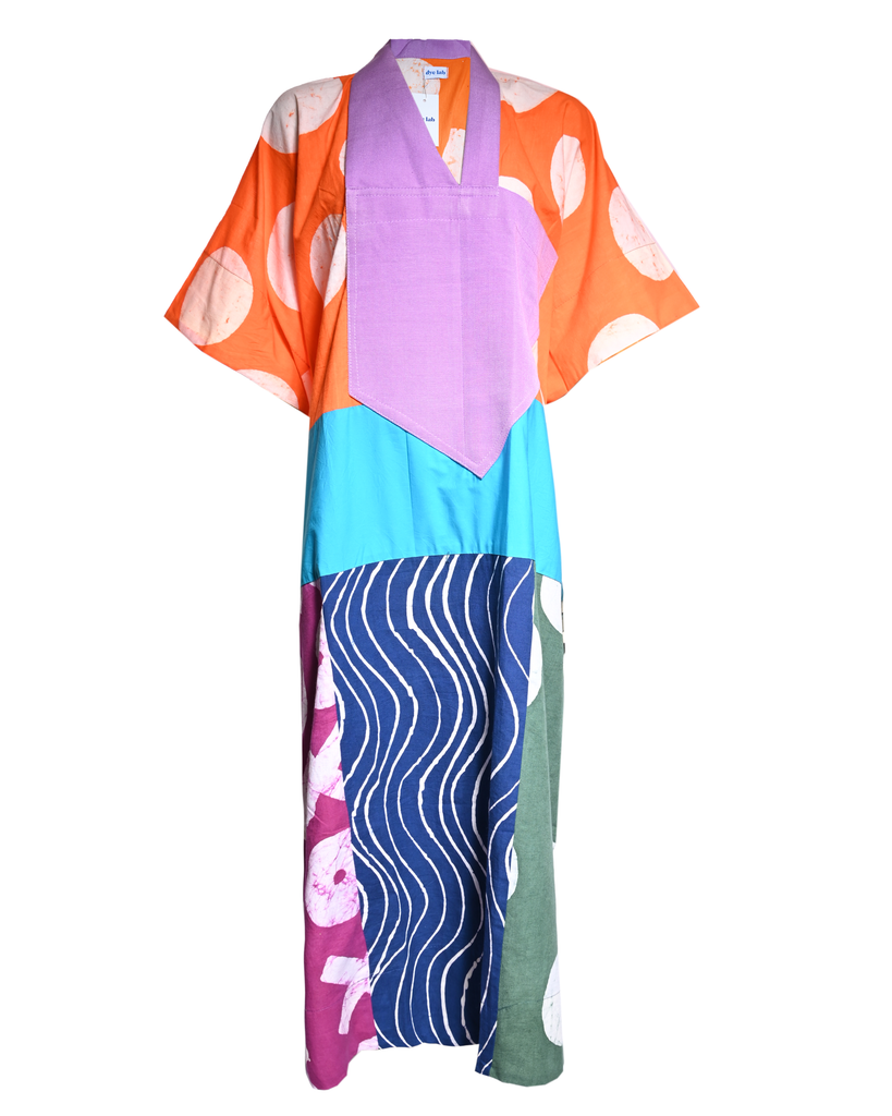 Multicolor Midi Agbada with Lilac Asooke Collar