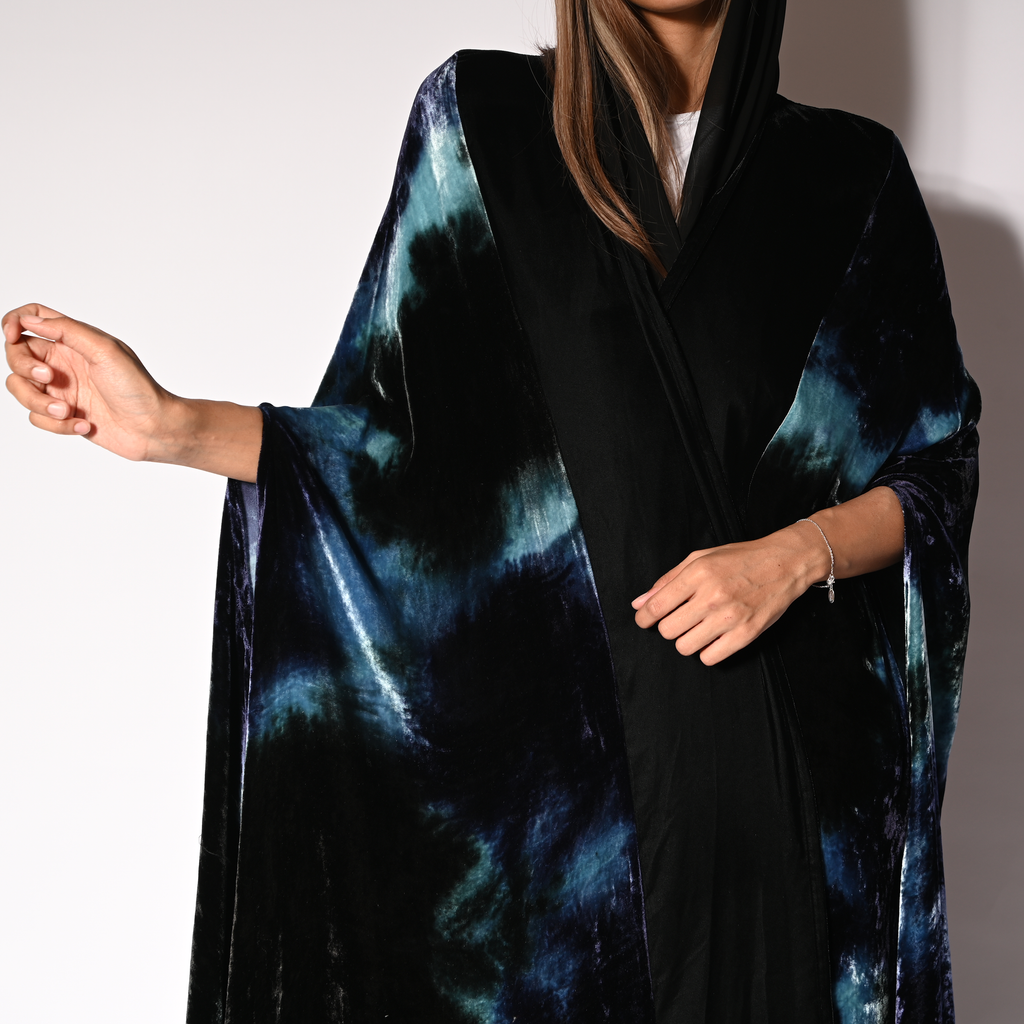 Black Velvet Silk Cape Abaya