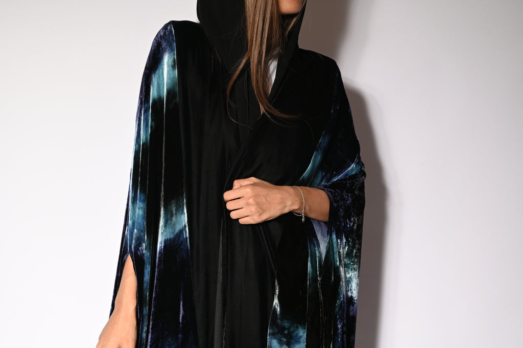 Black Velvet Silk Cape Abaya