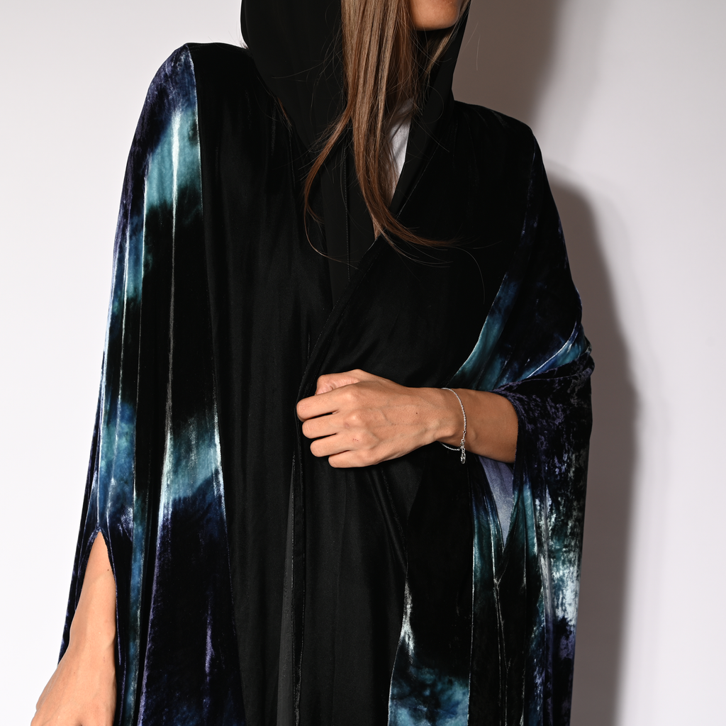 Black Velvet Silk Cape Abaya