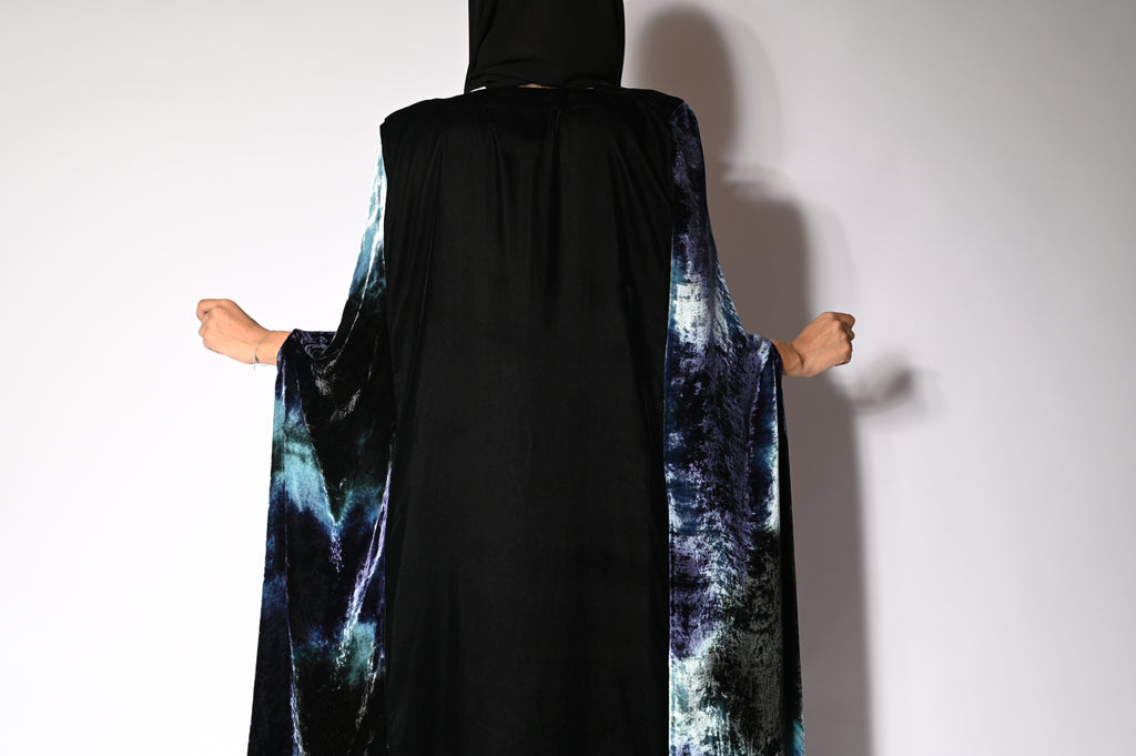 Black Velvet Silk Cape Abaya