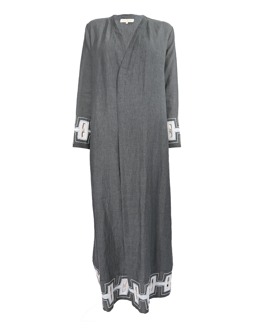 Dark Grey Embellished Abaya