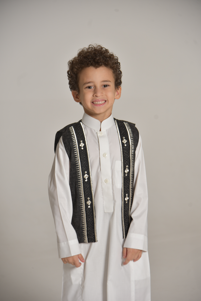 White Thobe & Vest Set