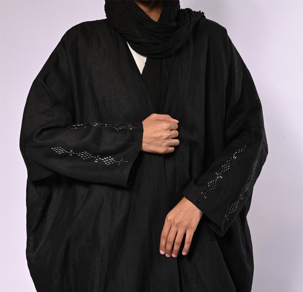 Black Telkirma Front Pocket Abaya