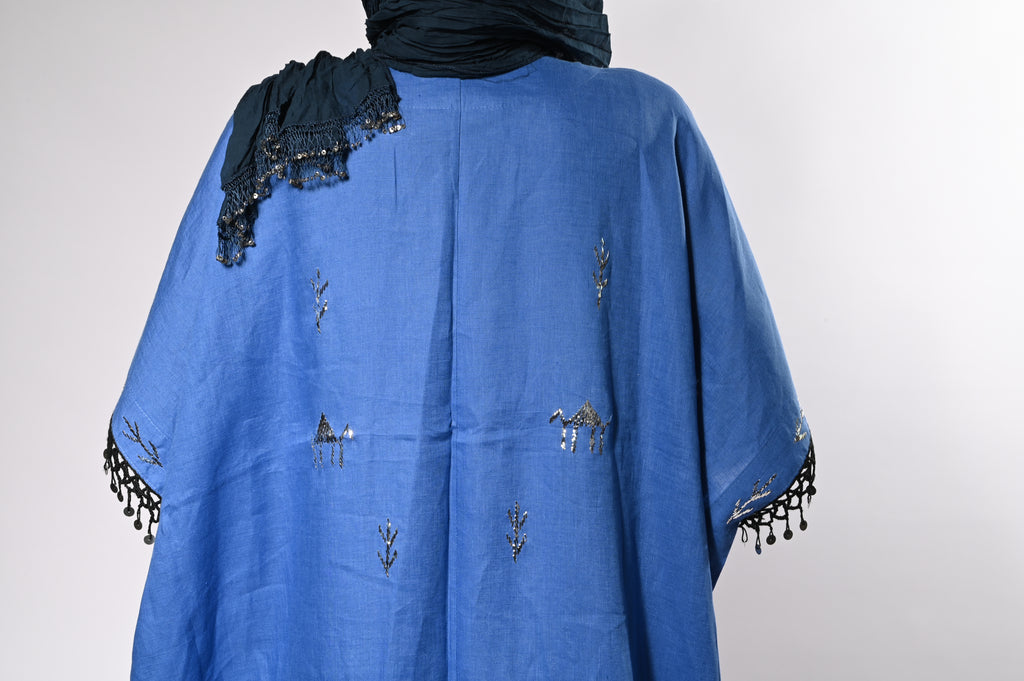 Blue Sarma Midi Bisht Pocket Abaya