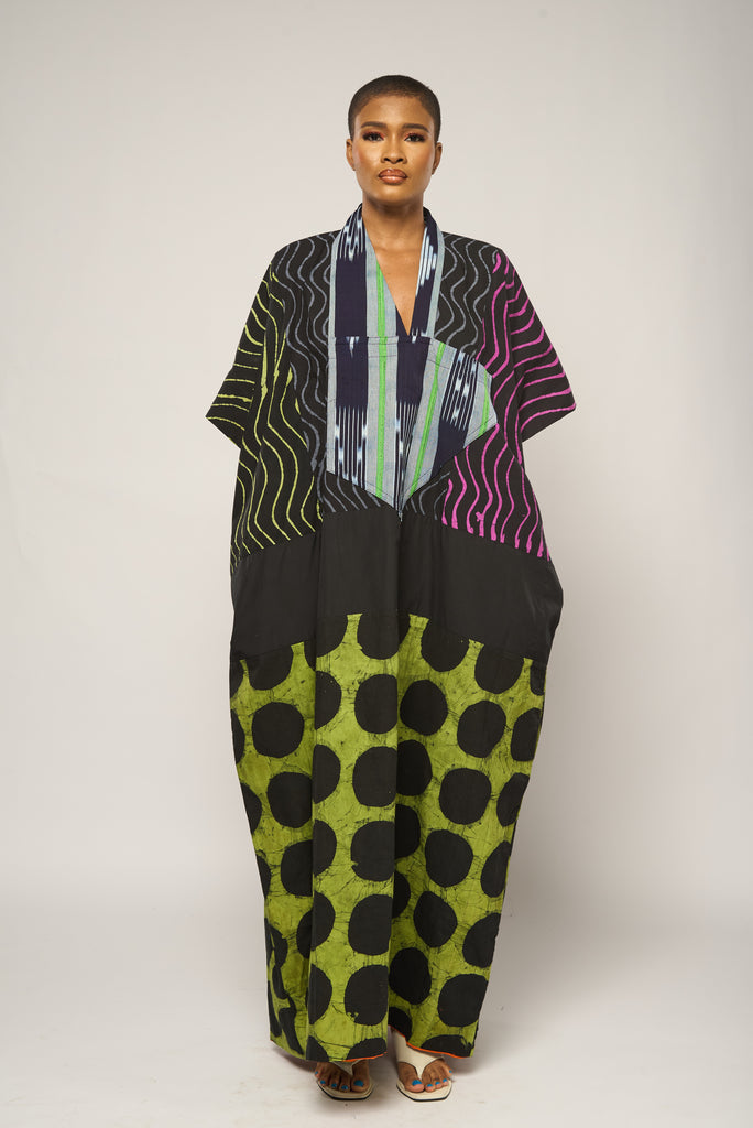 Multicolor Agbada with Baule Kita Collar