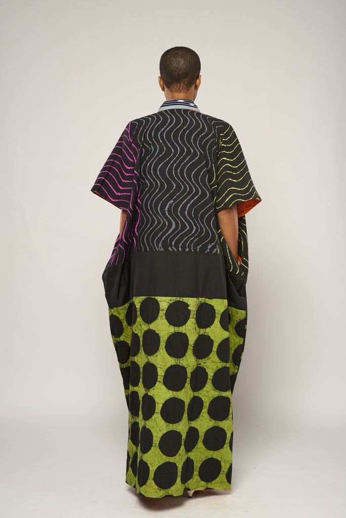 Multicolor Agbada with Baule Kita Collar