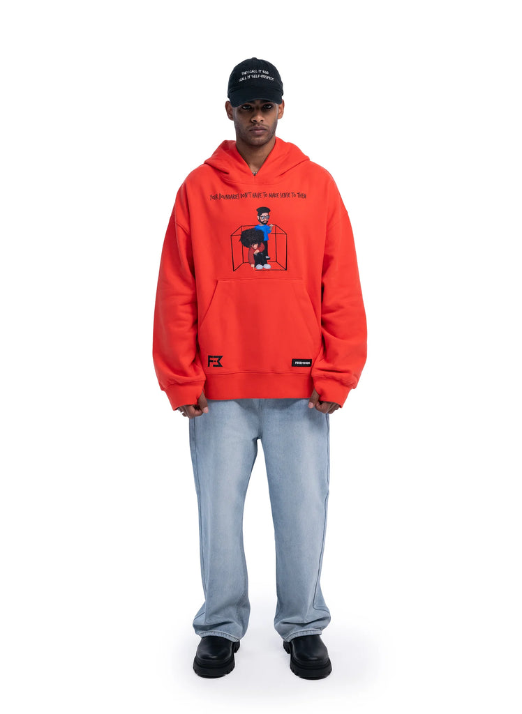 Radiant Red Boundaries Oversized Hoodie