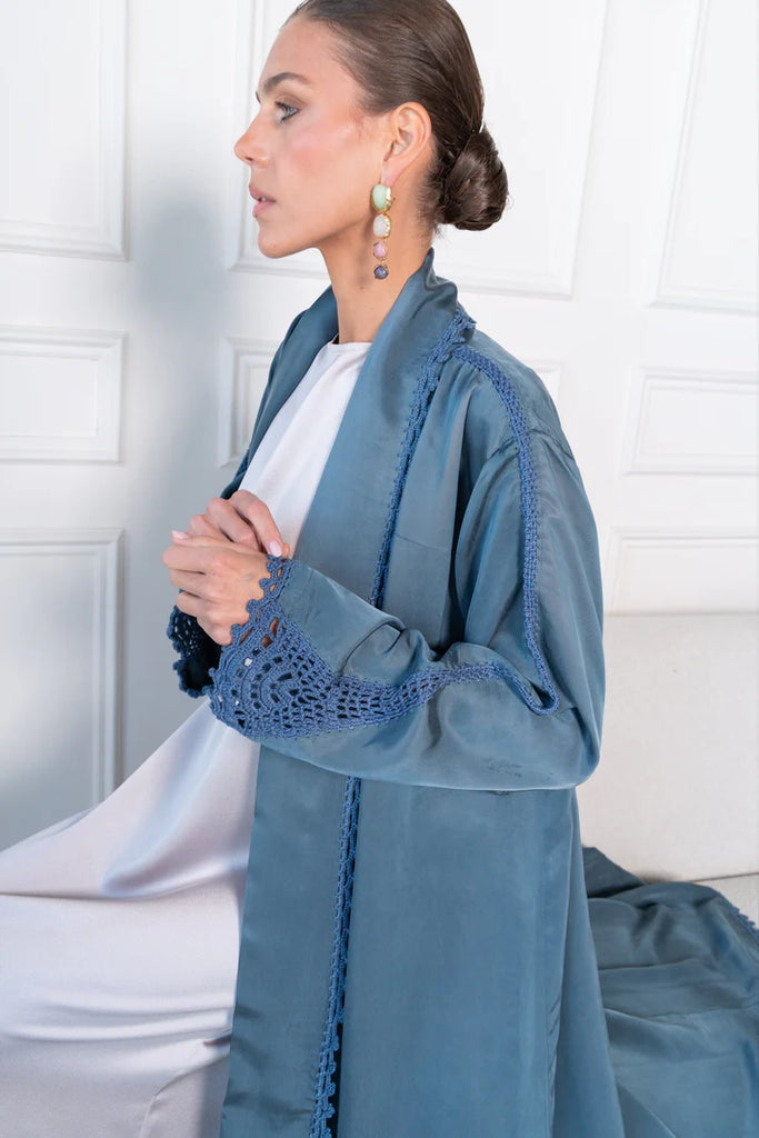 Sintra Blue Silk Abaya