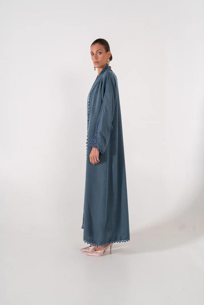 Sintra Blue Silk Abaya