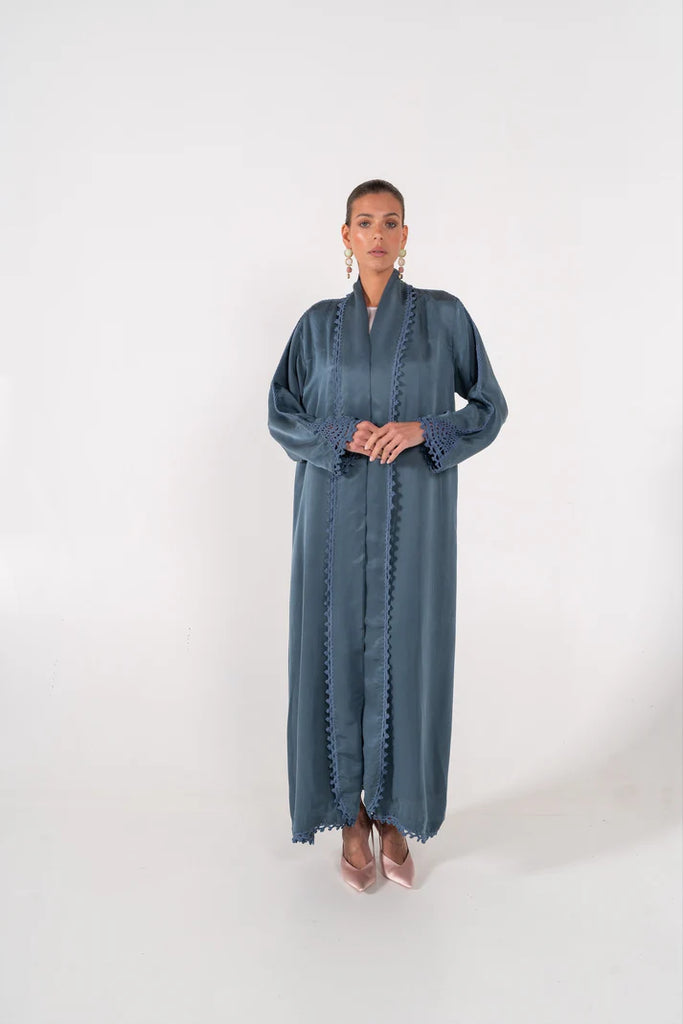 Sintra Blue Silk Abaya