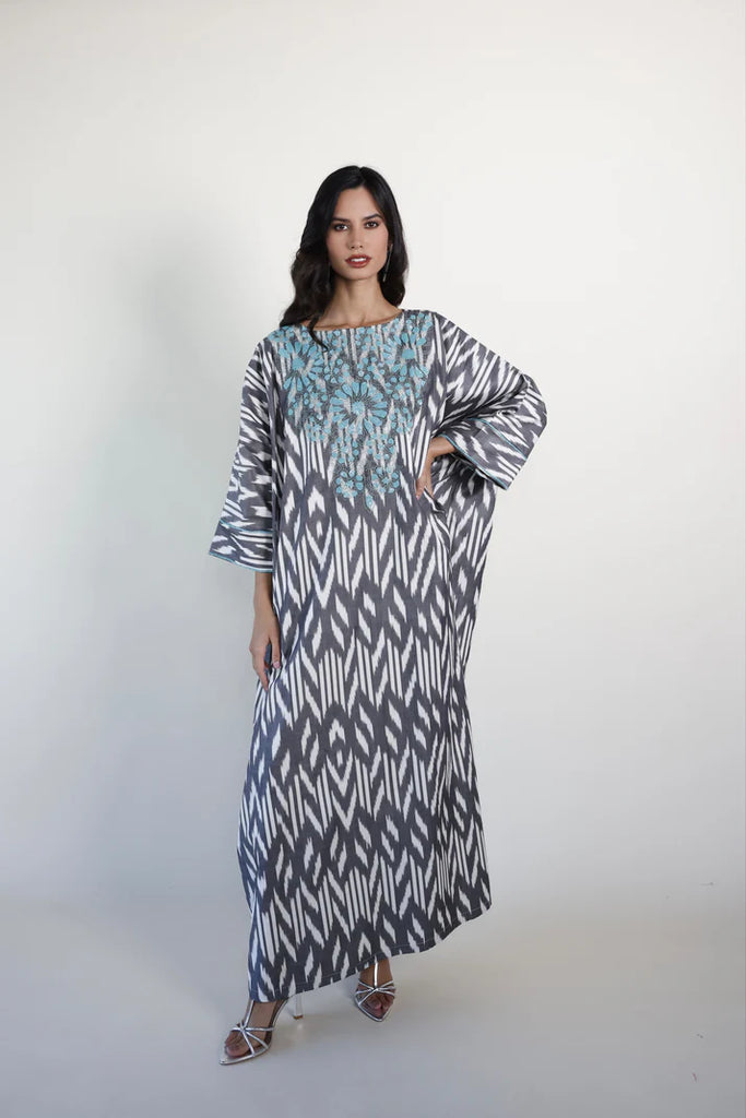 Black Madawi Ikat Kaftan