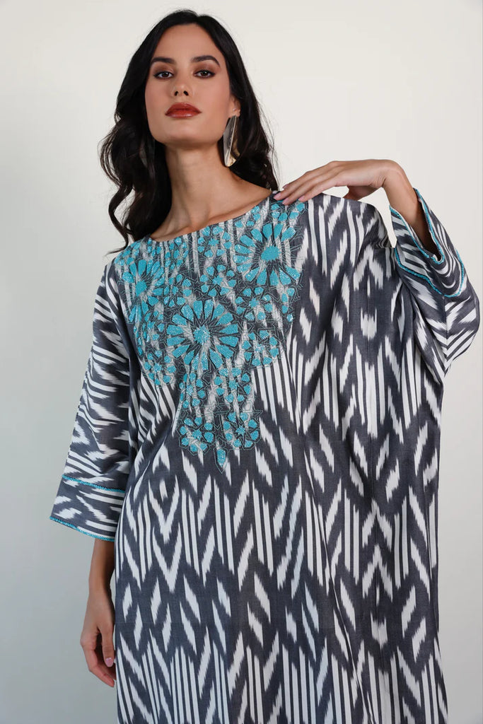 Black Madawi Ikat Kaftan