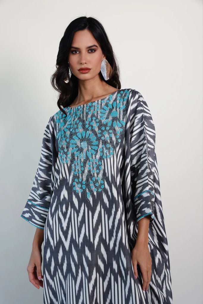 Black Madawi Ikat Kaftan