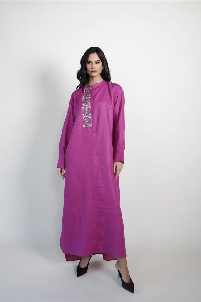 Magenta Mao Linen Kaftan