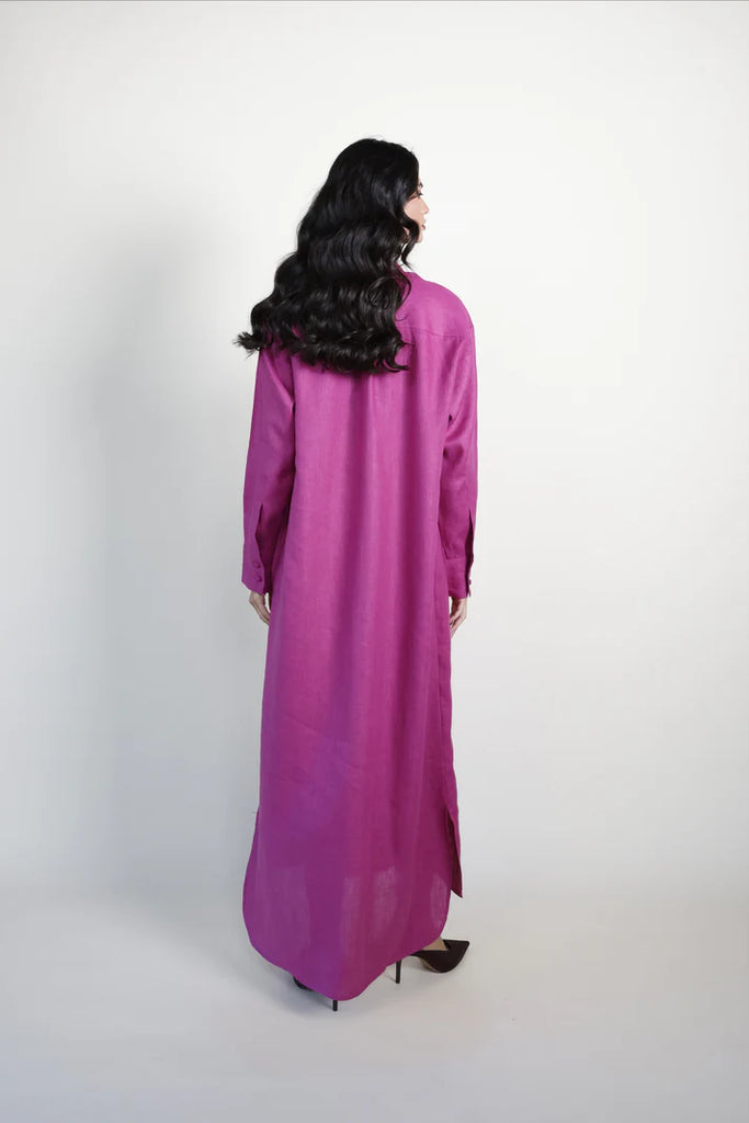 Magenta Mao Linen Kaftan