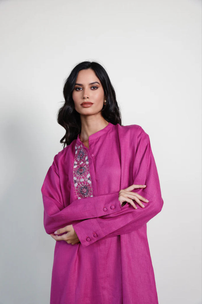 Magenta Mao Linen Kaftan