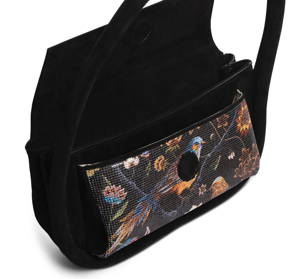 Black Gaga Sequin Embellished Birds Bag