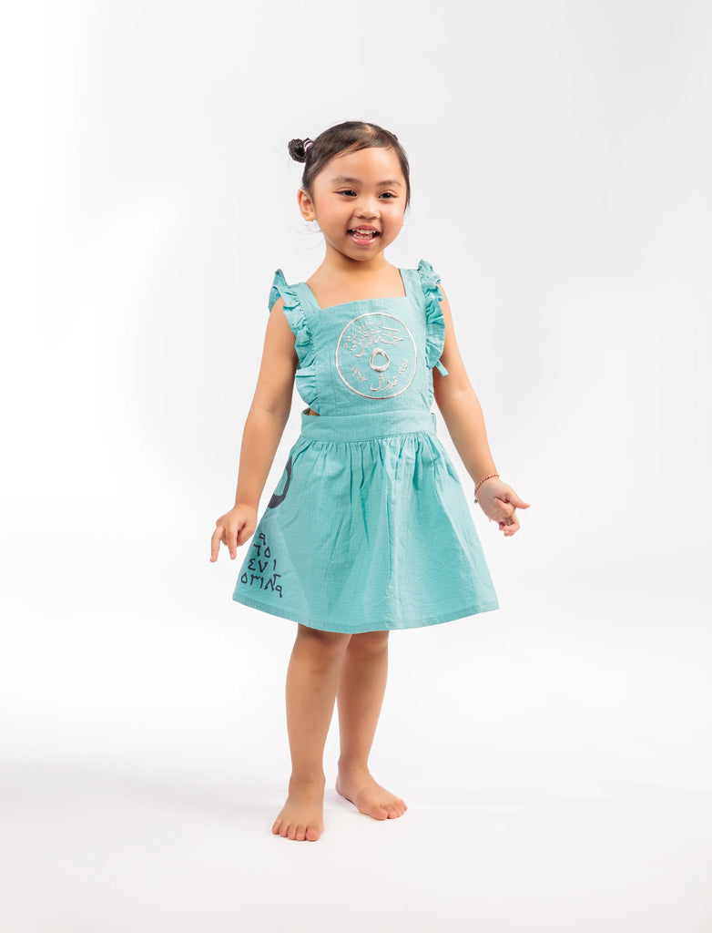 Big Girl Turquoise 5 Coins Dress