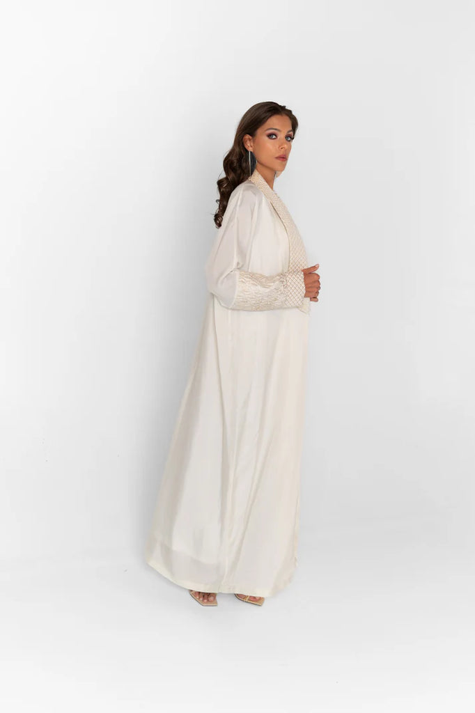 Chateau Off-White Washed Silk Abaya