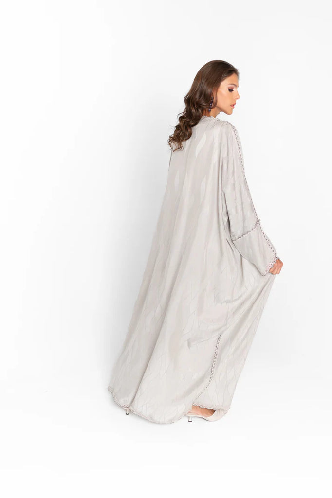 Seine Ivory Abaya in Jacquard Washed Silk