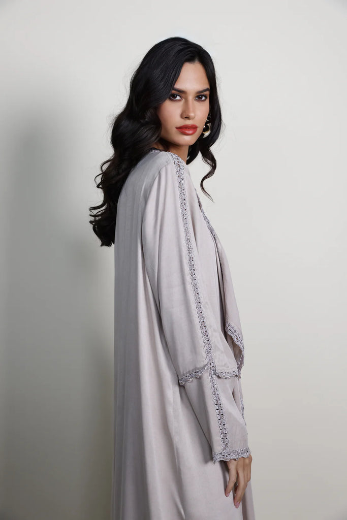 Pigalle Cream Silk Abaya