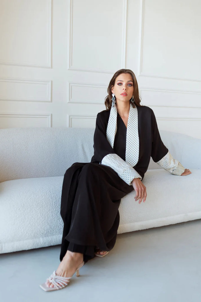 Chateau Black Washed Silk Abaya