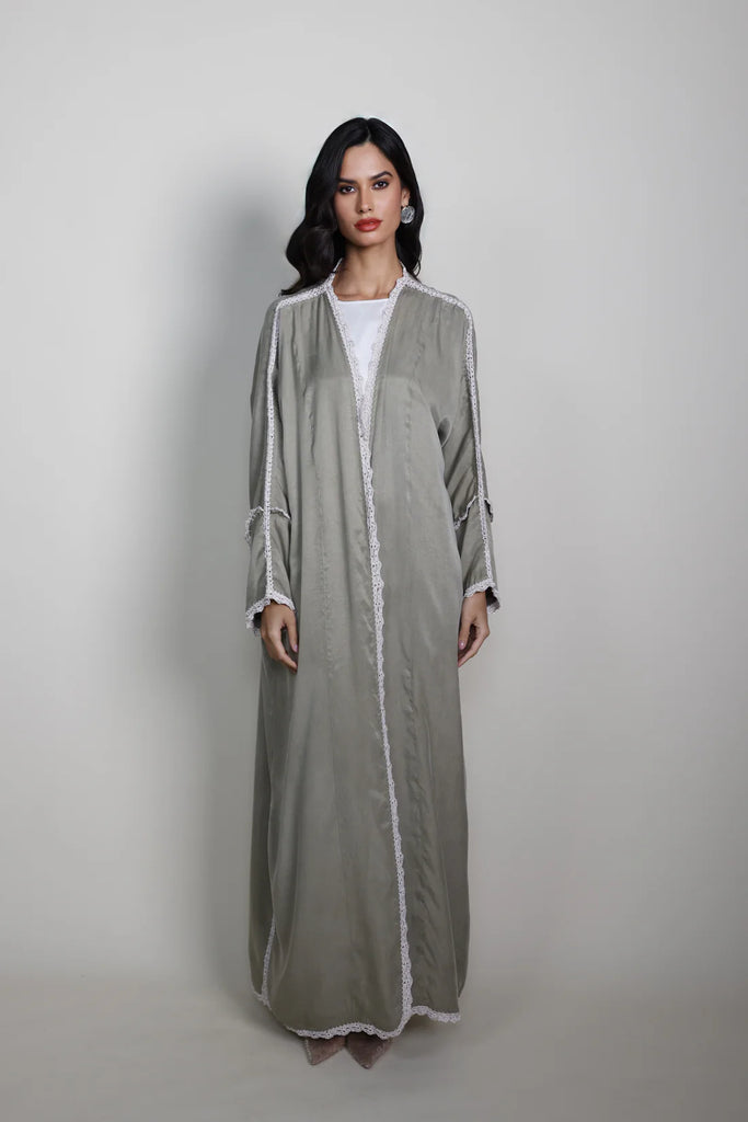 Alma Light Olive Silk Abaya