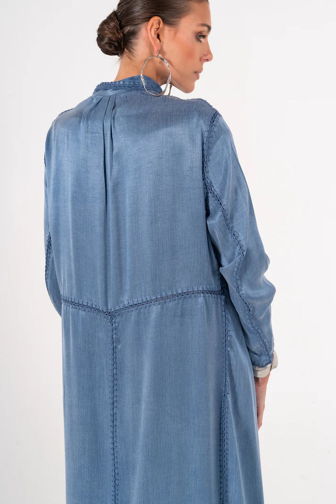 Basma Light Blue Silk Abaya