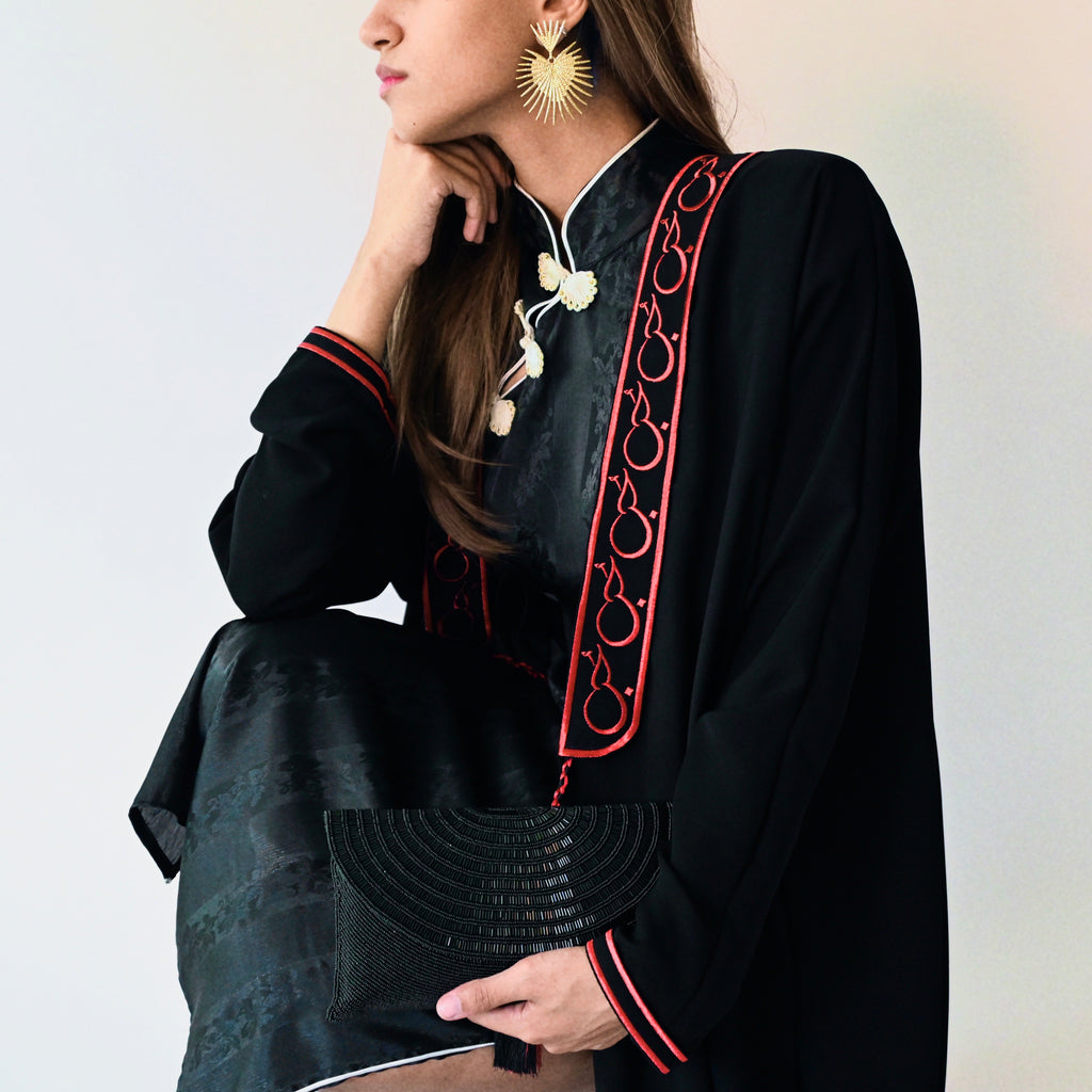 Red Love Crepe Abaya