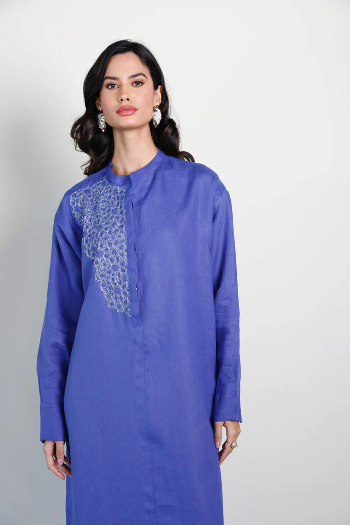 Blue Mao Linen Kaftan