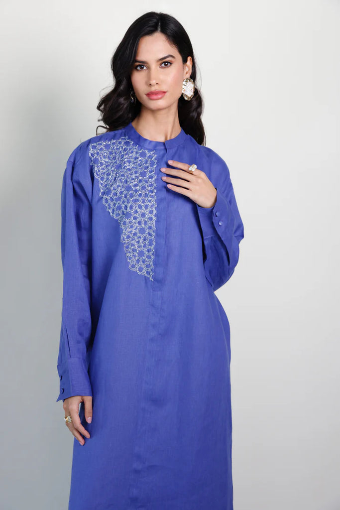 Blue Mao Linen Kaftan