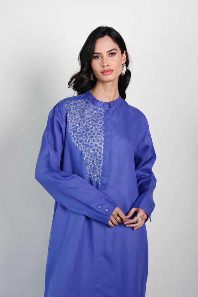 Blue Mao Linen Kaftan