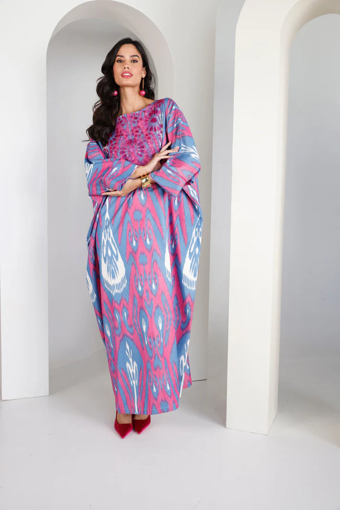 Fuchsia Madawi Ikat Kaftan