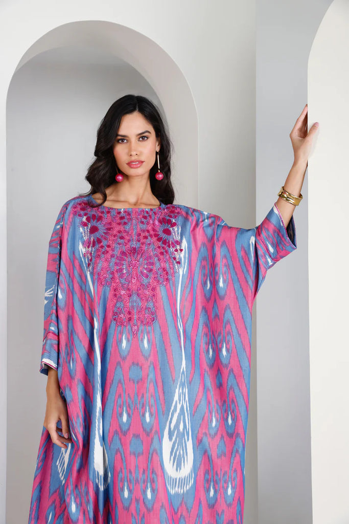 Fuchsia Madawi Ikat Kaftan