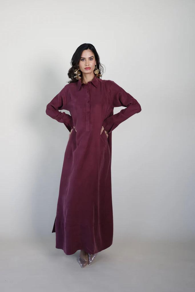 Burgundy Riva Silk Kaftan