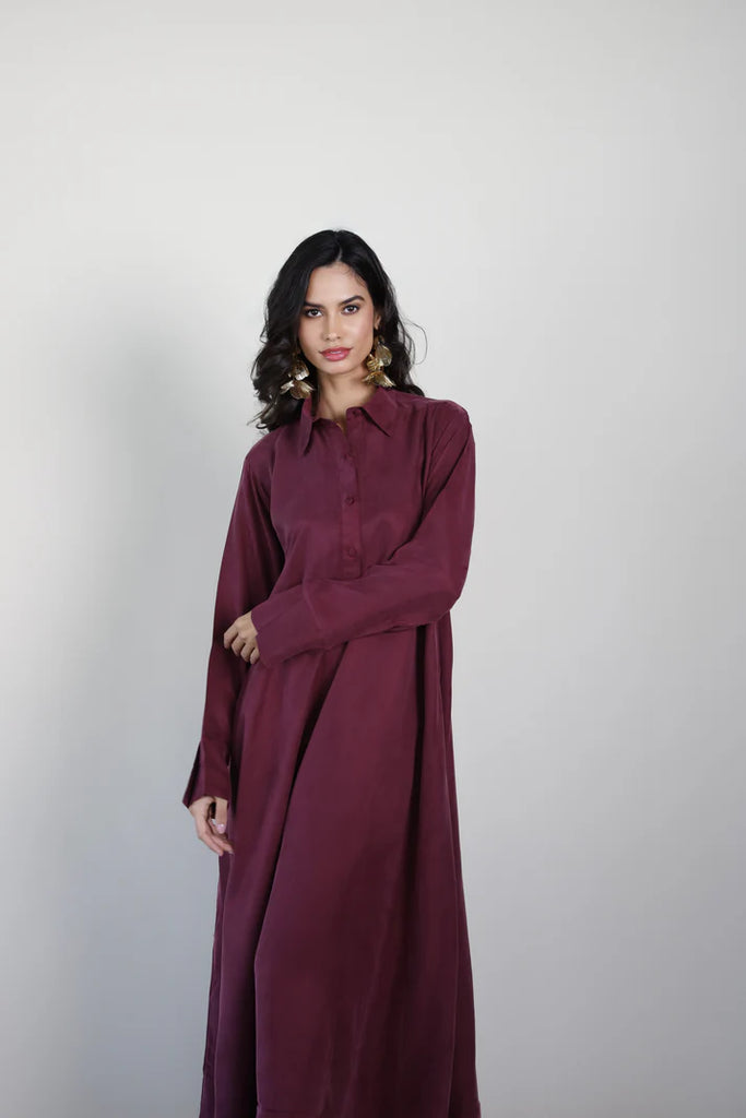 Burgundy Riva Silk Kaftan