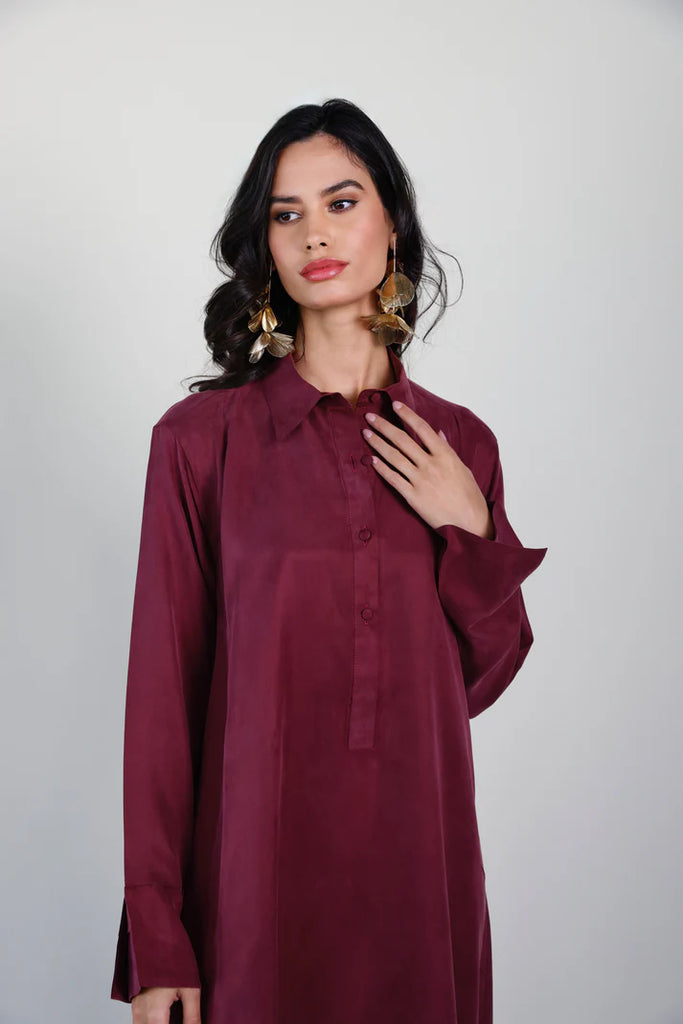 Burgundy Riva Silk Kaftan