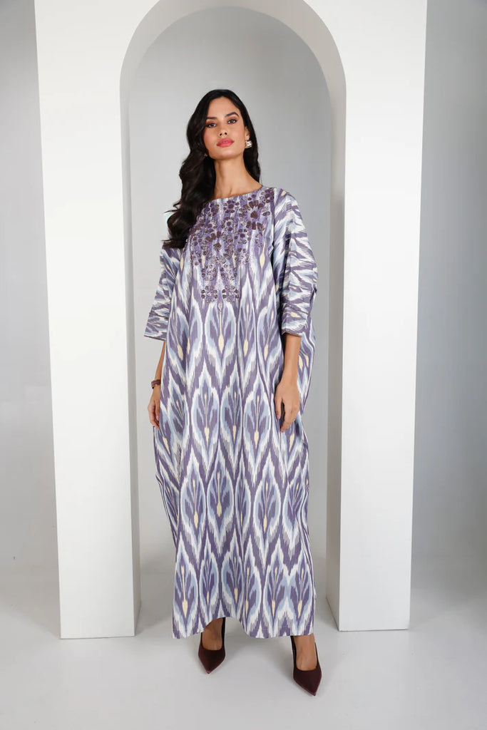 Mauve Madawi Ikat Kaftan